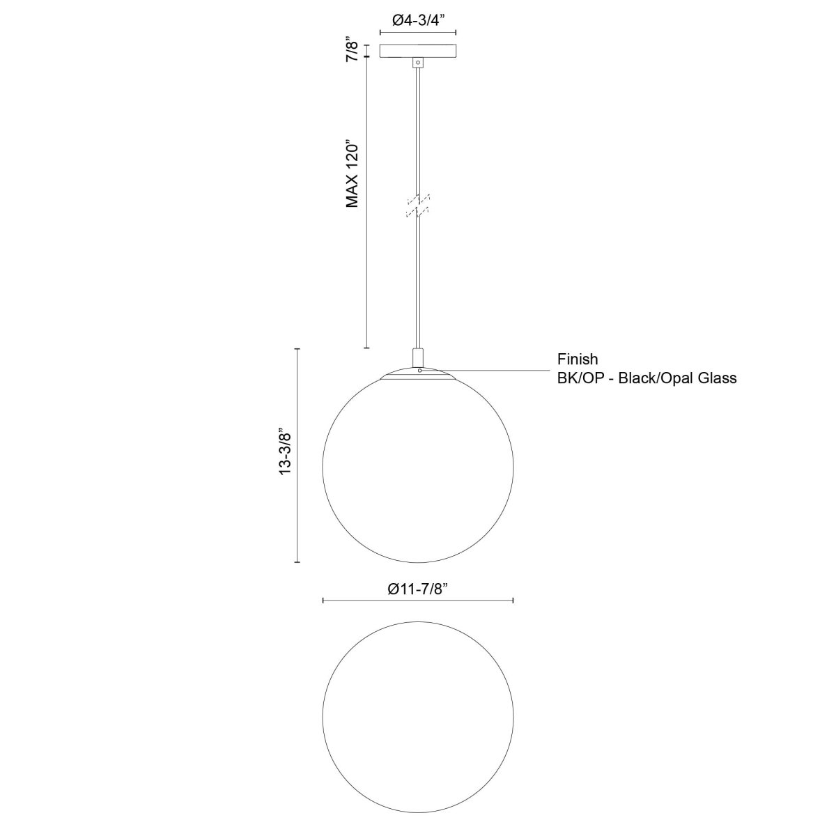 Suspension Marco - 11 7/8" Douille + Câble 120" Douille by Kuzco Lighting | Luminaires & cie