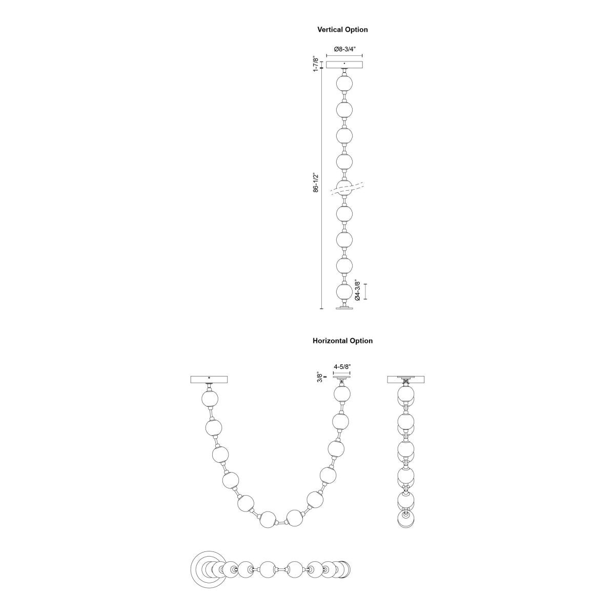 Suspension Marni - Laiton naturel 86 1/2" Driver dans le canopy by Alora Lighting | Luminaires & cie