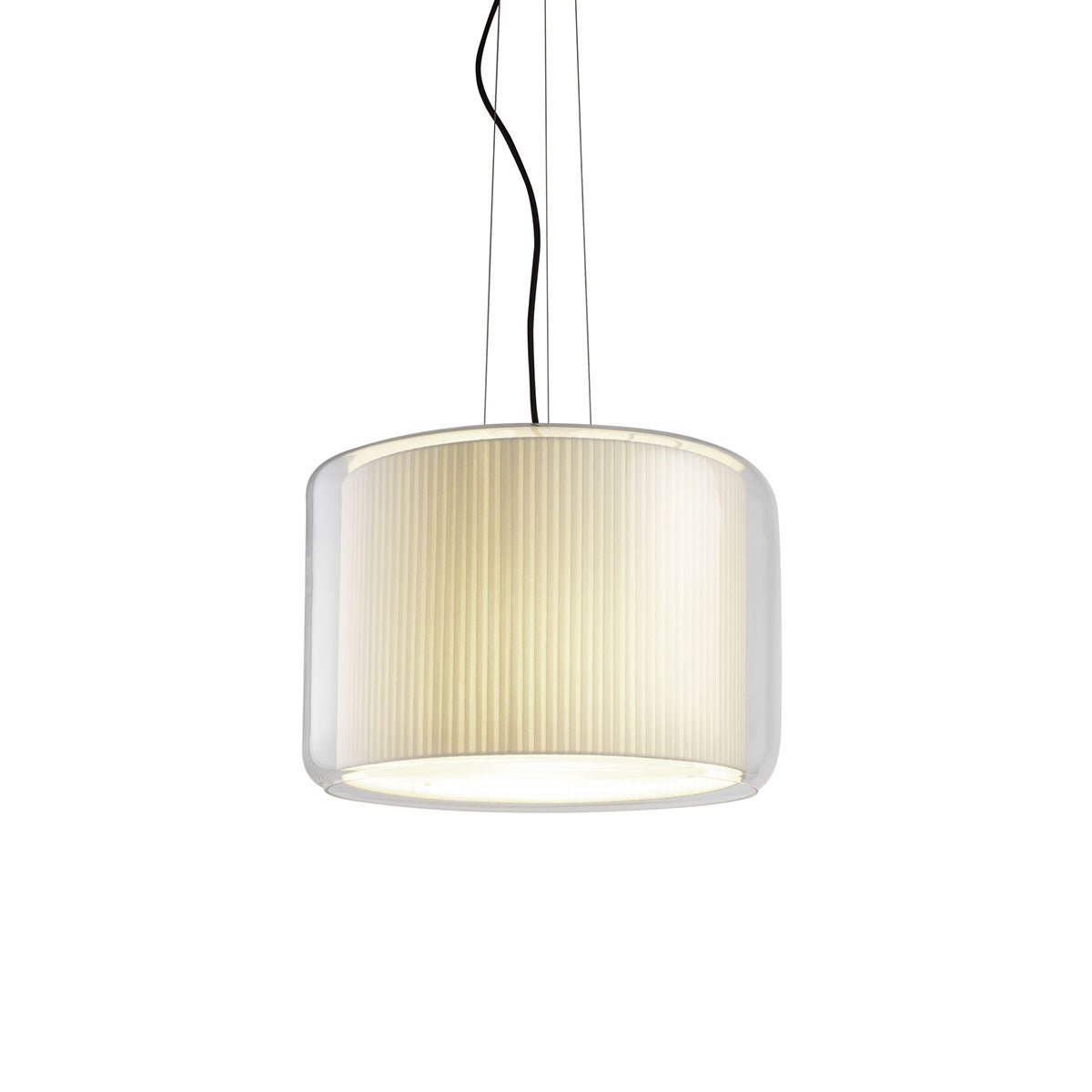 Suspension Mercer - Coton blanc plissé Mercer 44 (17.32") by Marset | Luminaires & cie