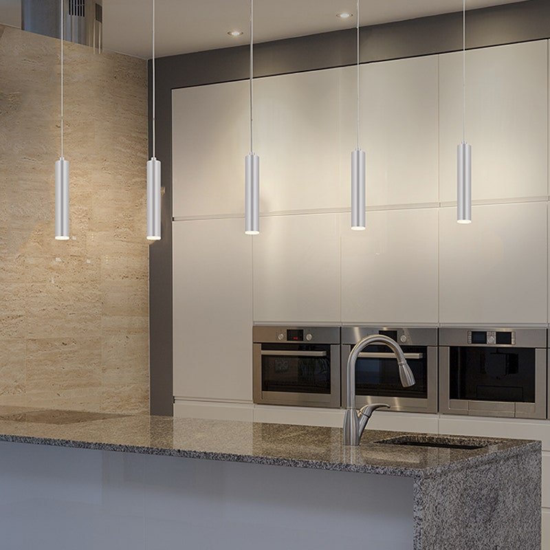 Suspension Micro Tube - Aluminium satiné brillant by Sonneman | Luminaires & cie