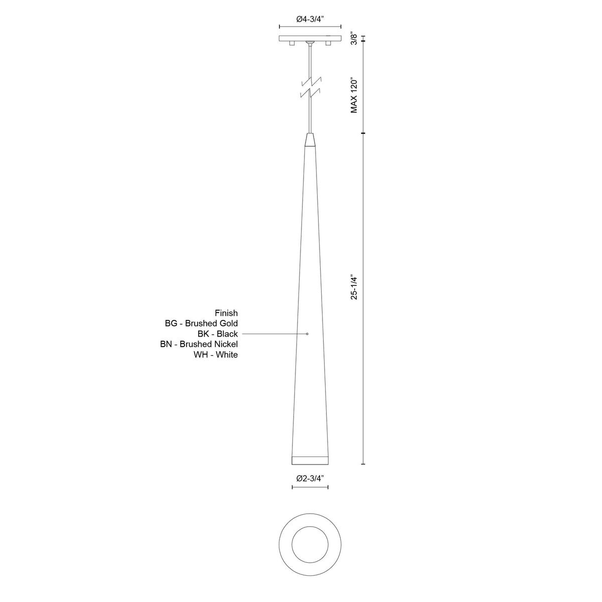 Mini-suspension Mina Or brossé, 25 1/4" – vue 3
