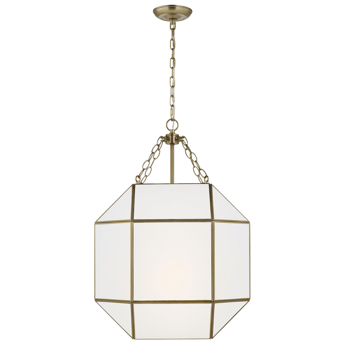 Suspension Morrison M - Laiton satiné Blanc lisse Ampoules non - incluses by Visual Comfort Studio | Luminaires & cie