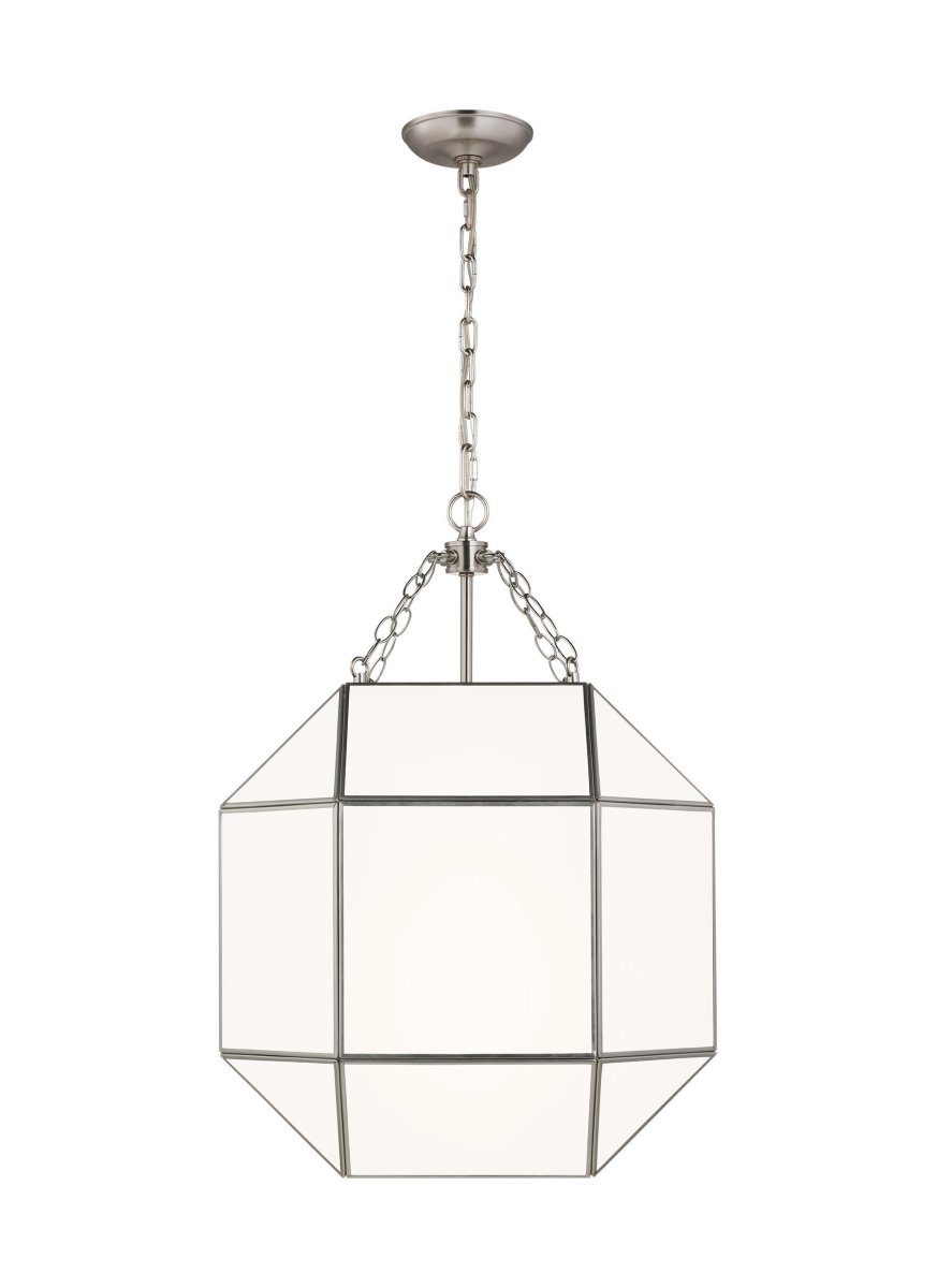 Suspension Morrison M - Nickel brossé Blanc lisse Ampoules DEL incluses by Visual Comfort Studio | Luminaires & cie