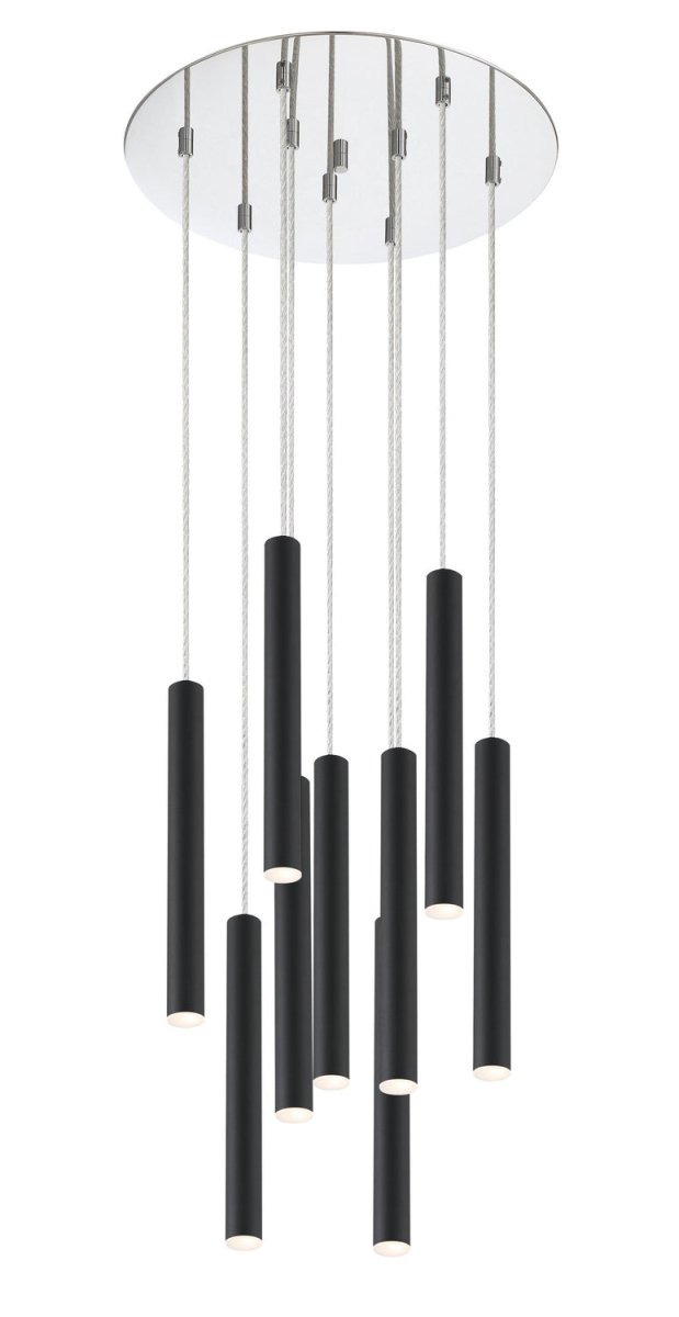 Suspension multiple 12" Forest - 9 Chrome Noir mat by Z-Lite | Luminaires & cie