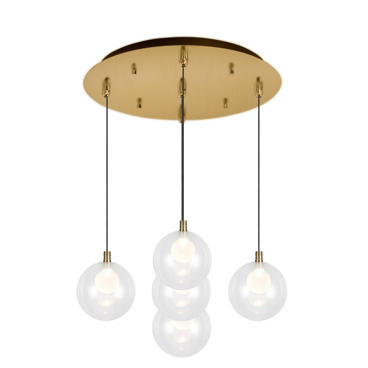 Suspension multiple Bolla Or brossé, Verre transparent à l'extérieur, opale à l'intérieur, 15 3/4" – Kuzco Lighting