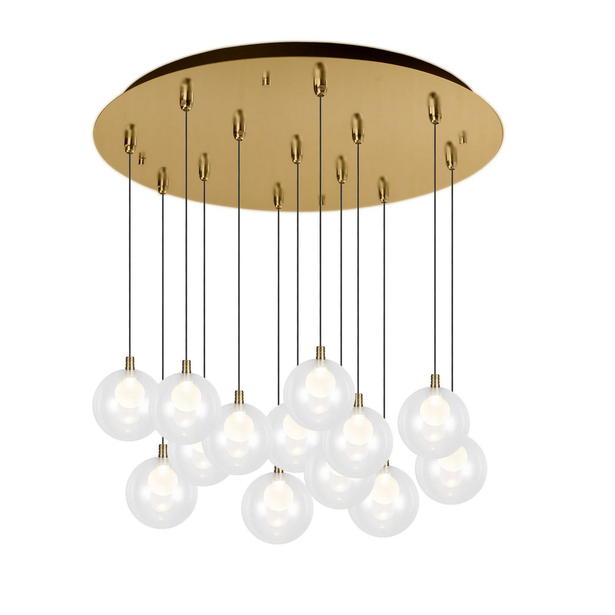 Suspension multiple Bolla Or brossé, Verre transparent à l'extérieur, opale à l'intérieur, 25 1/4" – Kuzco Lighting