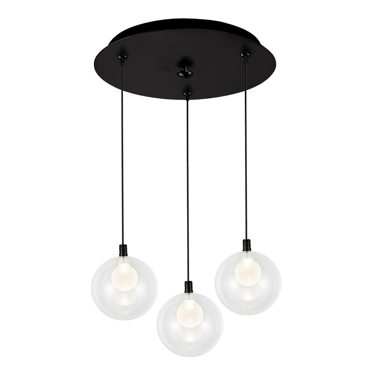 Suspension multiple Bolla Noir, Verre transparent à l'extérieur, opale à l'intérieur, 11 7/8" – Kuzco Lighting