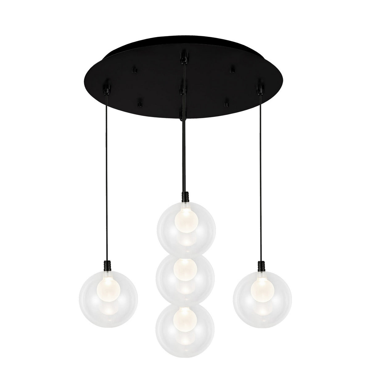 Suspension multiple Bolla Noir, Verre transparent à l'extérieur, opale à l'intérieur, 15 3/4" – Kuzco Lighting