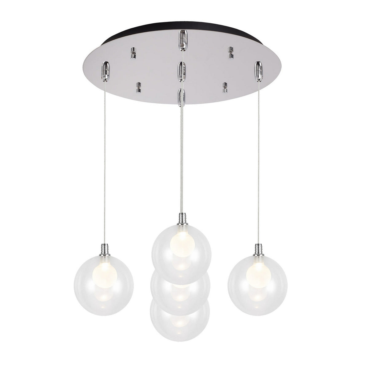 Suspension multiple Bolla Chrome, Verre transparent à l'extérieur, opale à l'intérieur, 15 3/4" – Kuzco Lighting