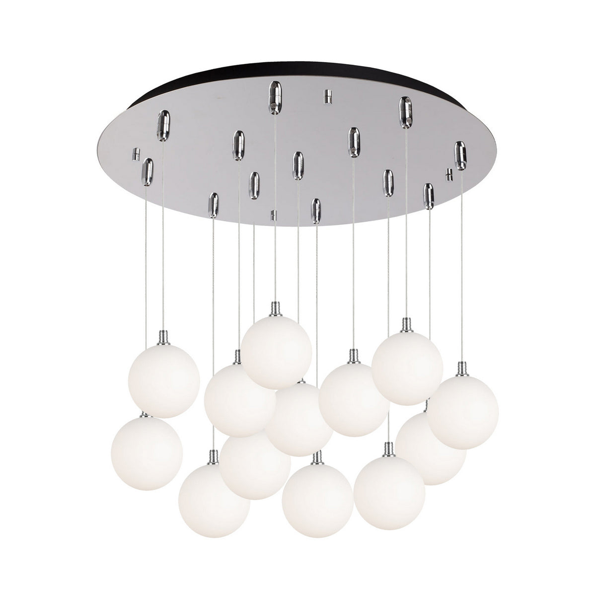Suspension multiple Bolla Chrome, Verre opale mat, 25 1/4" – Kuzco Lighting