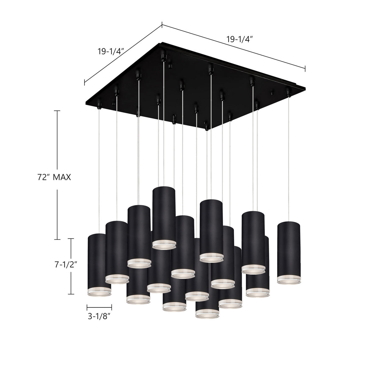 Suspension multiple Cameo Noir, 19 1/4" – vue 2