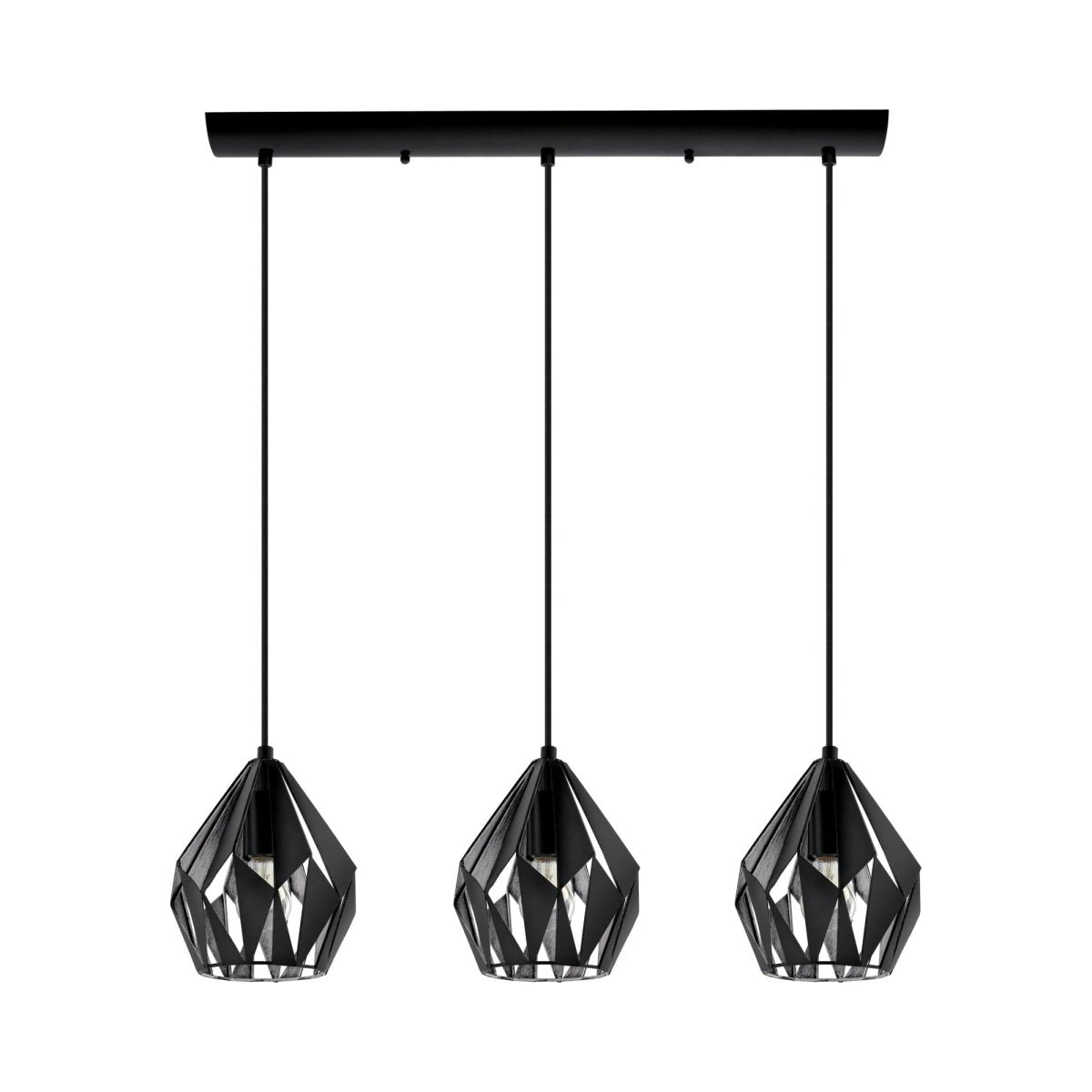 Suspension multiple Carlton 3 - Noir mat et argent 7 1/4" 3 by Eglo | Luminaires & cie