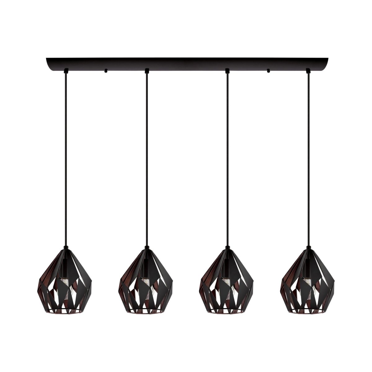 Suspension multiple Carlton 3 - Noir mat et cuivre 7 1/4" 4 by Eglo | Luminaires & cie
