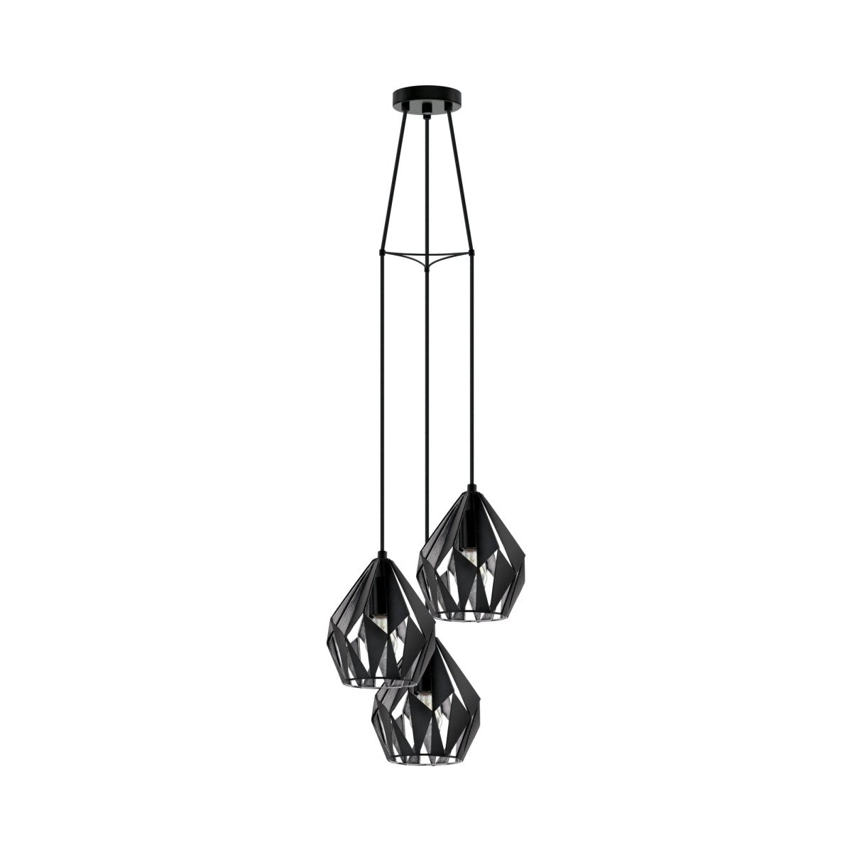 Suspension multiple Carlton 3 - Noir mat et argent 12 1/2" 3 by Eglo | Luminaires & cie