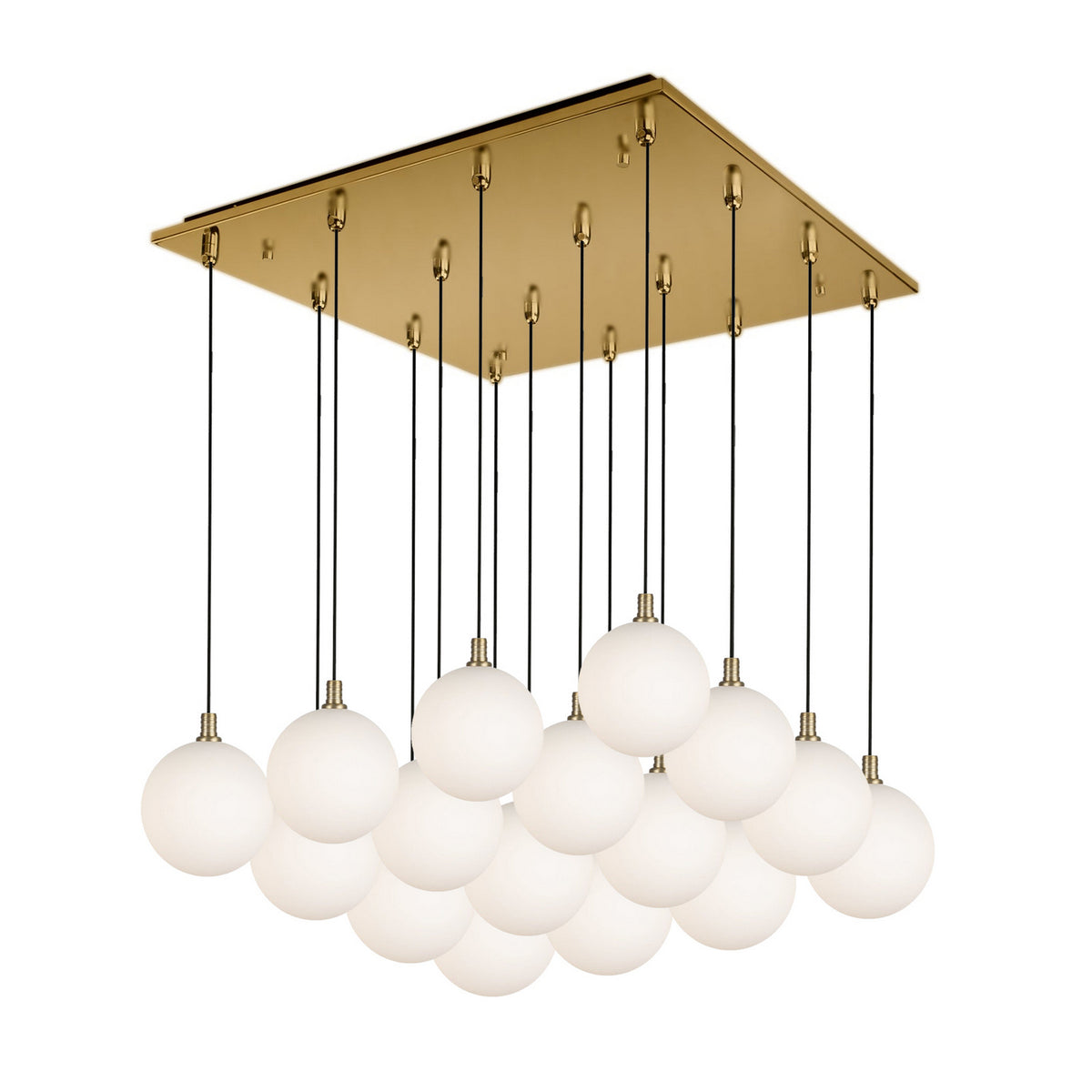 Suspension multiple carrée Bolla Or brossé, Verre opale mat – Kuzco Lighting