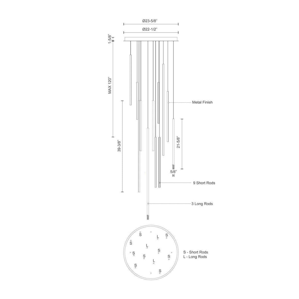 Suspension multiple Chute - Noir 23 5/8" by Kuzco Lighting | Luminaires & cie