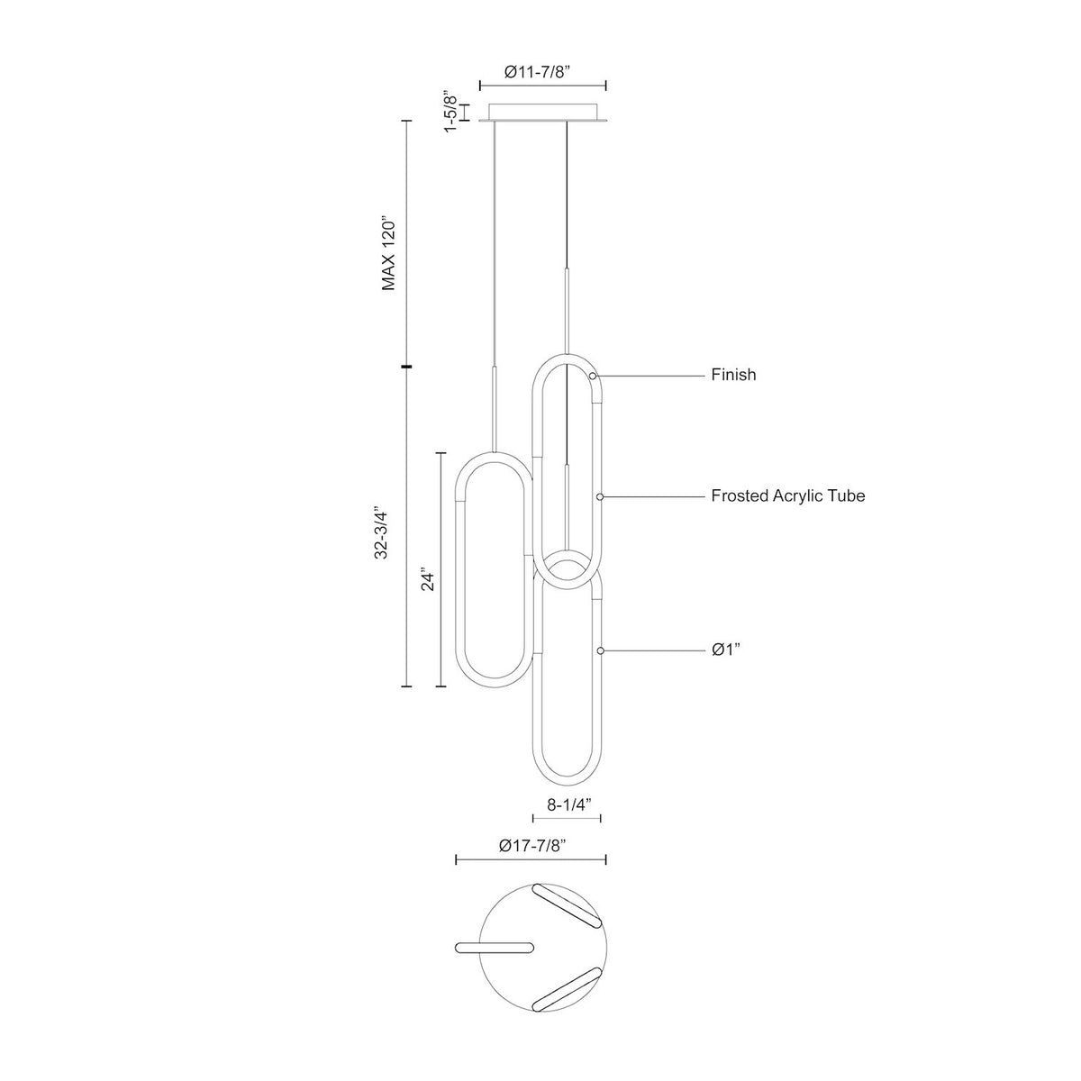 Suspension multiple Huron Or brossé – vue 3