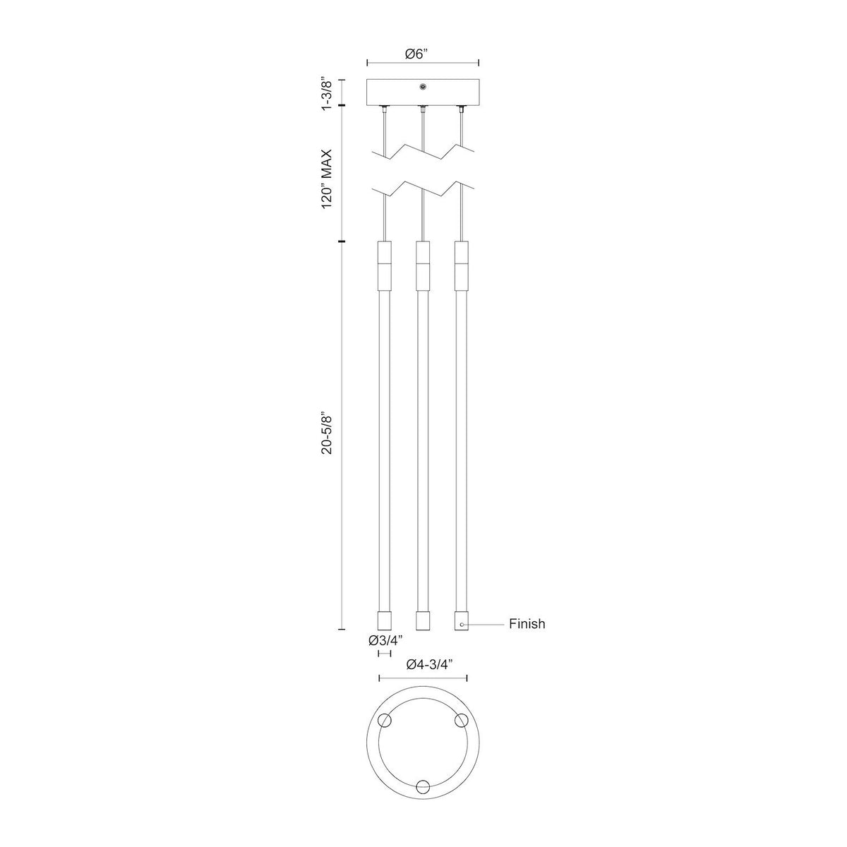 Suspension multiple Motif Noir, 20 5/8" – vue 7