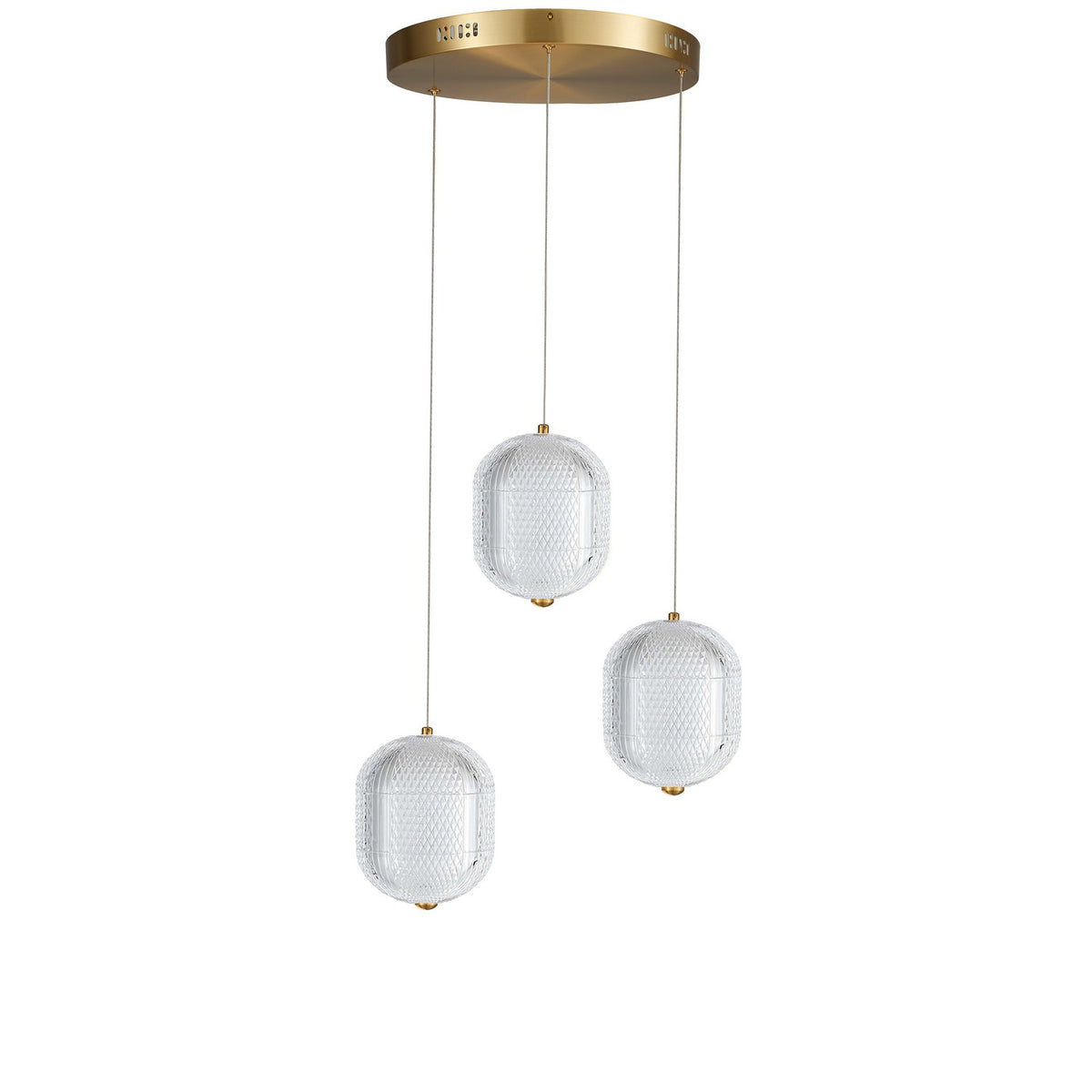 Suspension multiple Peri nombre ampoules 3, Transparent / Laiton vieilli – Dainolite