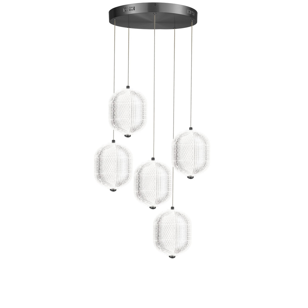 Suspension multiple Peri nombre ampoules 5, Transparent / Noir mat – vue 2