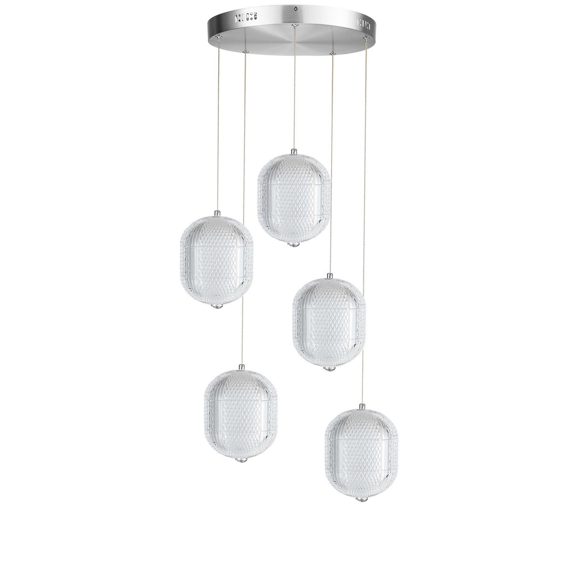 Suspension multiple Peri nombre ampoules 5, Transparent / Chrome poli – Dainolite