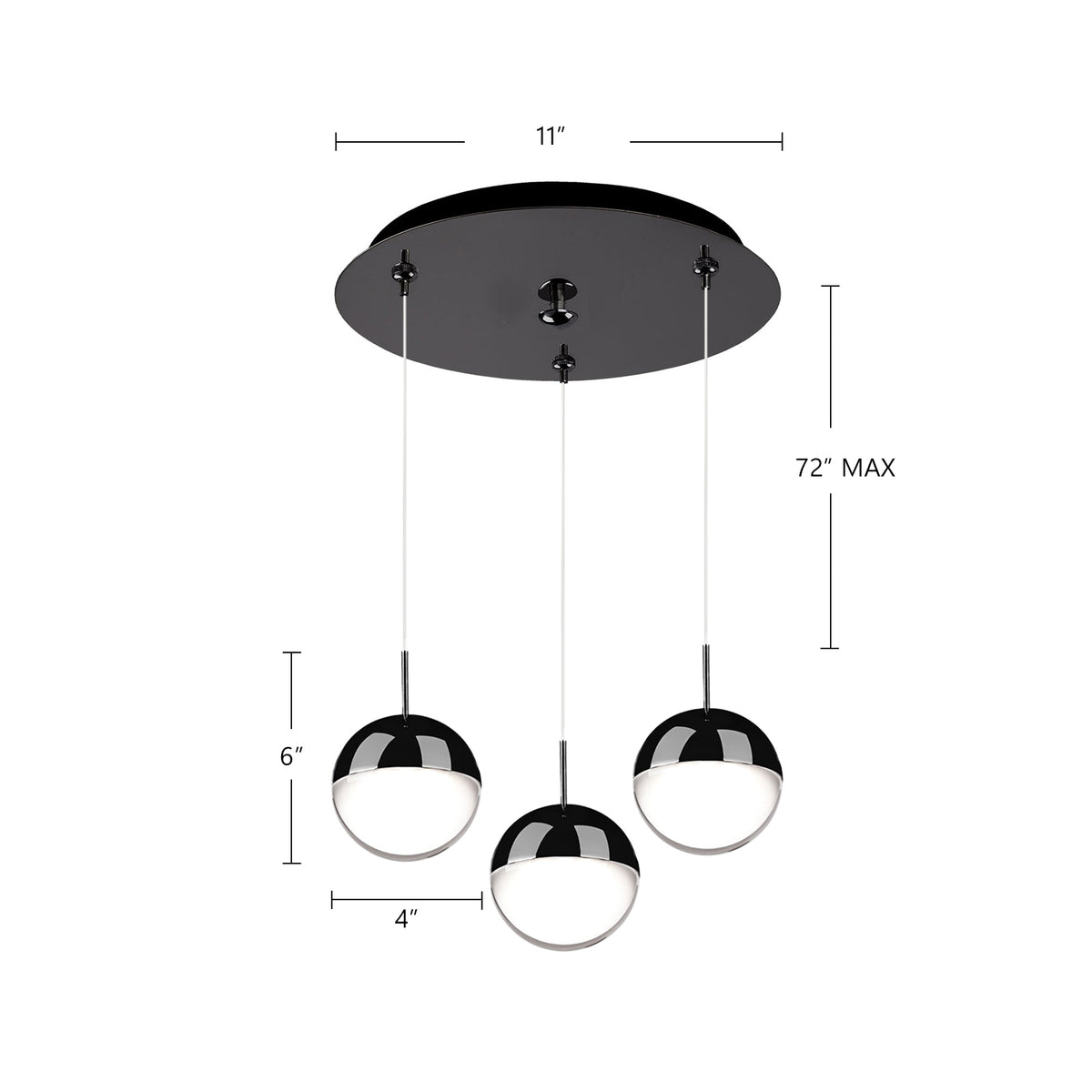 Suspension multiple Pluto Or brossé, 11 1/2" – vue 2