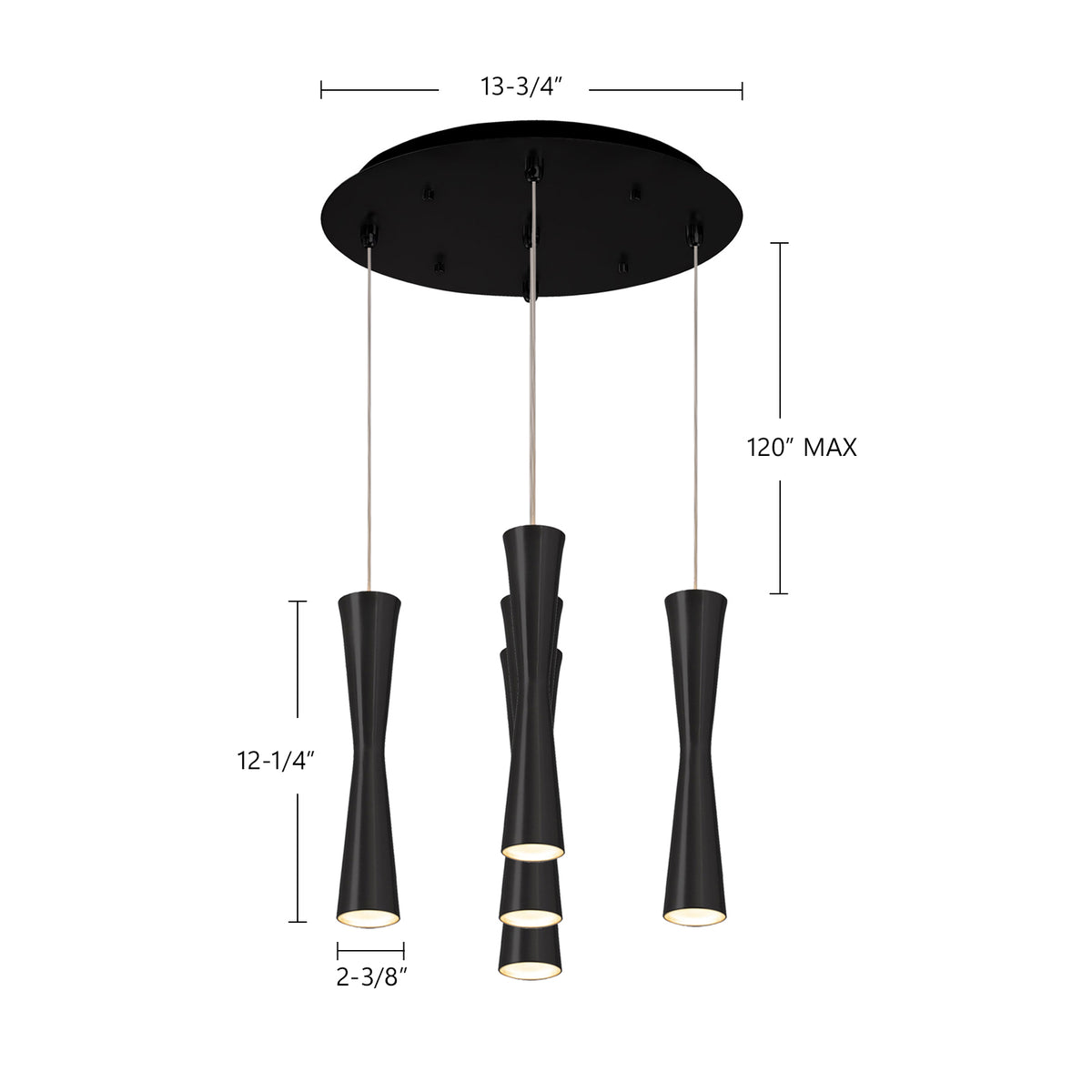 Suspension multiple Robson Nickel brossé, 13 3/4" – vue 2
