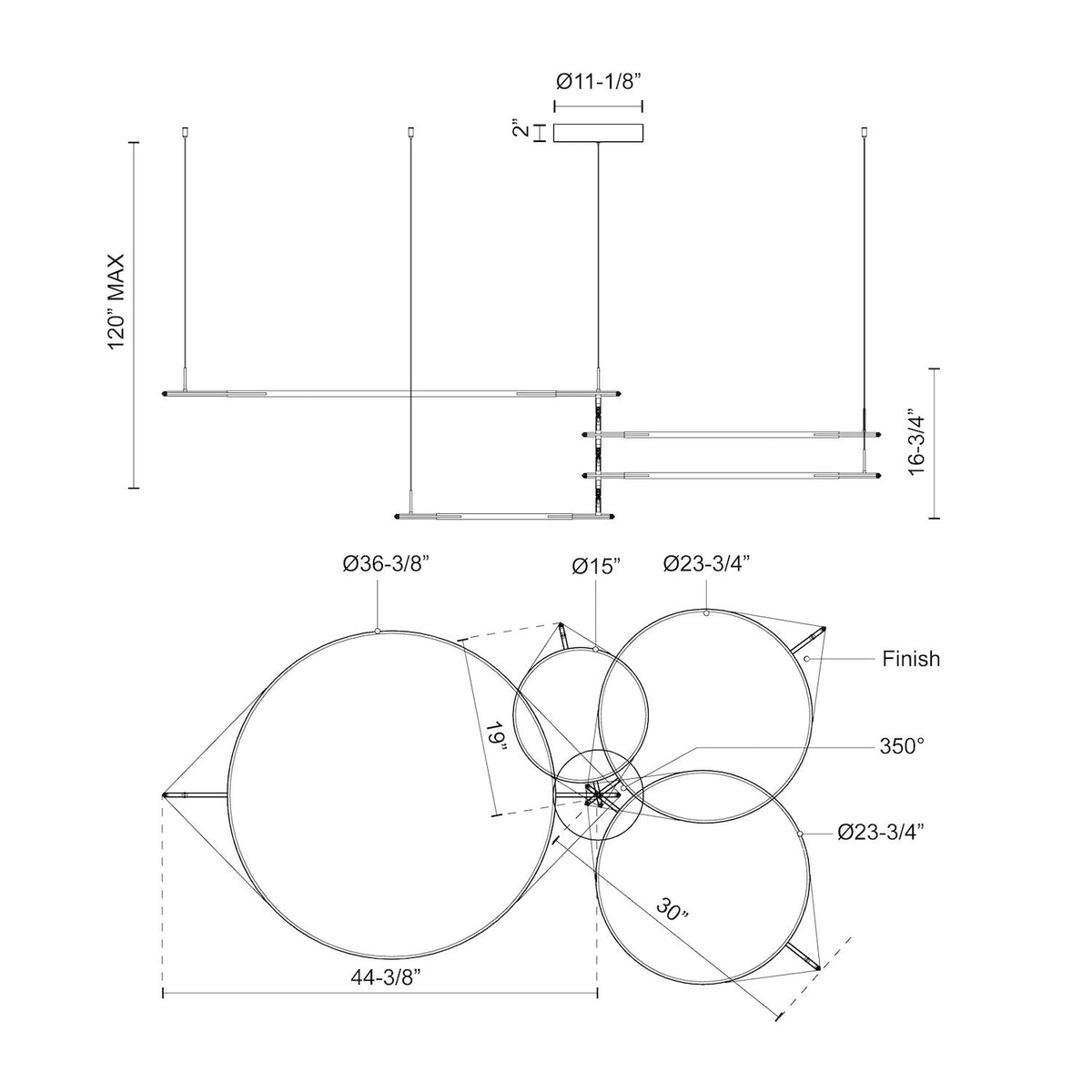 Suspension multiple Serif Diffuseur givré en silicone – vue 4