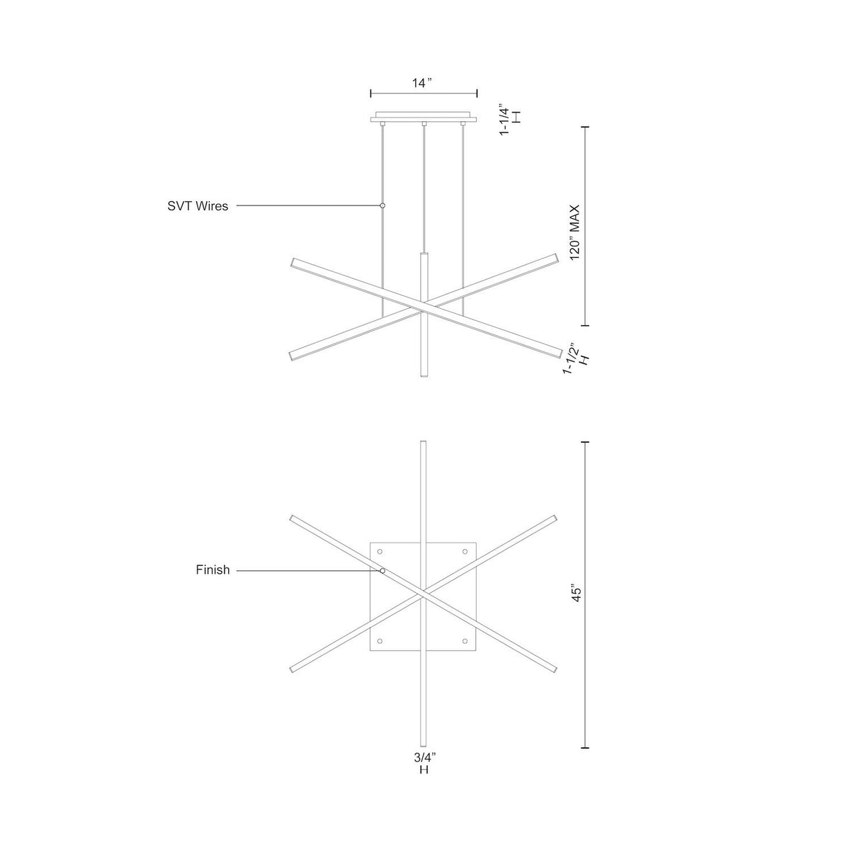 Suspension multiple Vega nombre de suspensions 3, Or brossé – vue 3