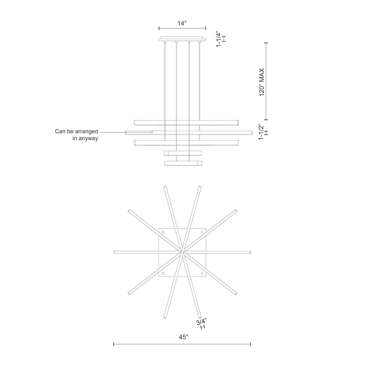 Suspension multiple Vega nombre de suspensions 5, Or brossé – vue 3