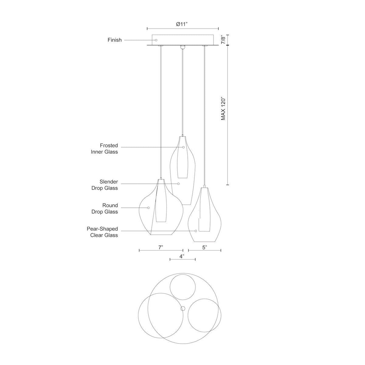 Suspension multiple Victoria 11" – vue 3