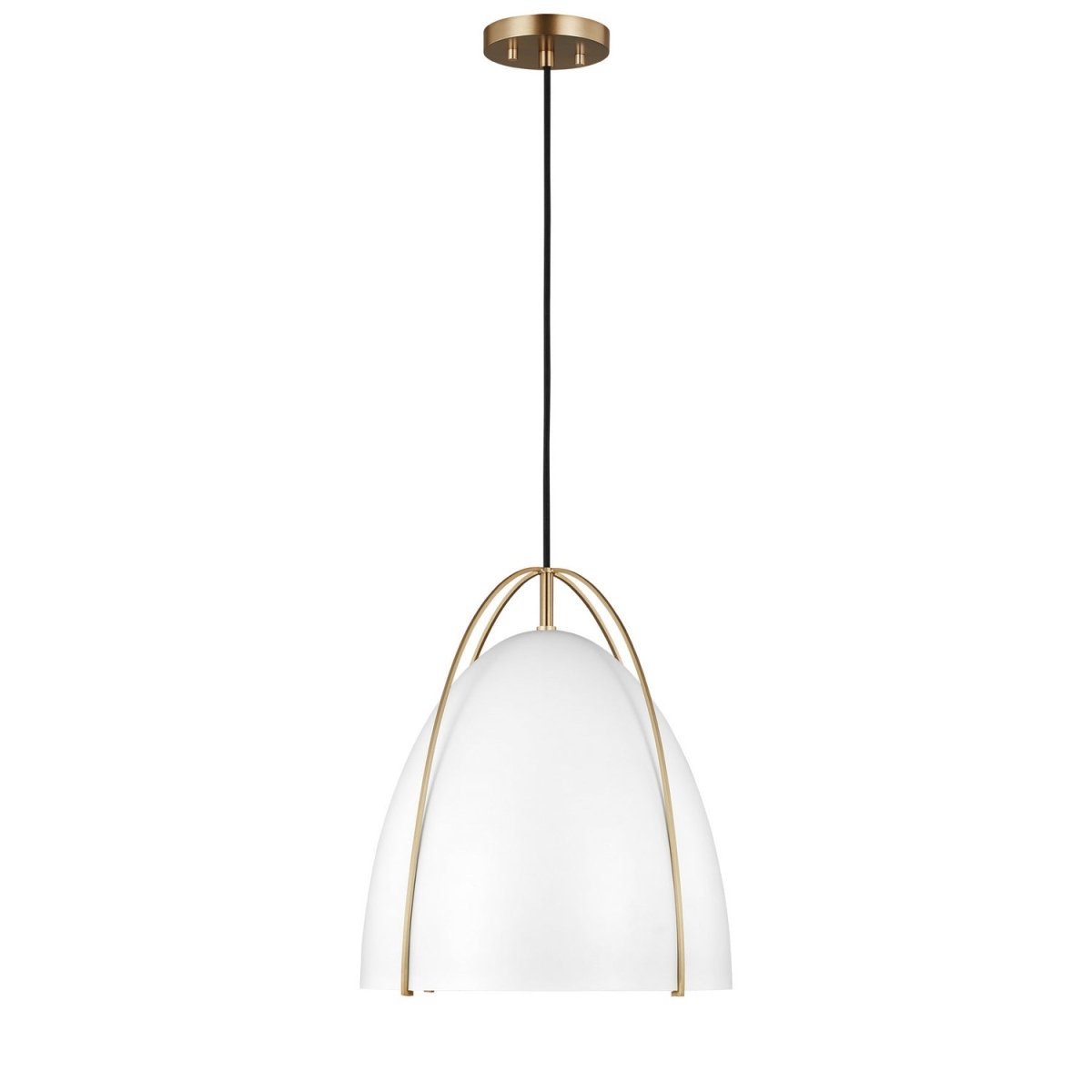 Suspension Norman - Satin Brass Matte White 13.375 by Visual Comfort Studio | Luminaires & cie