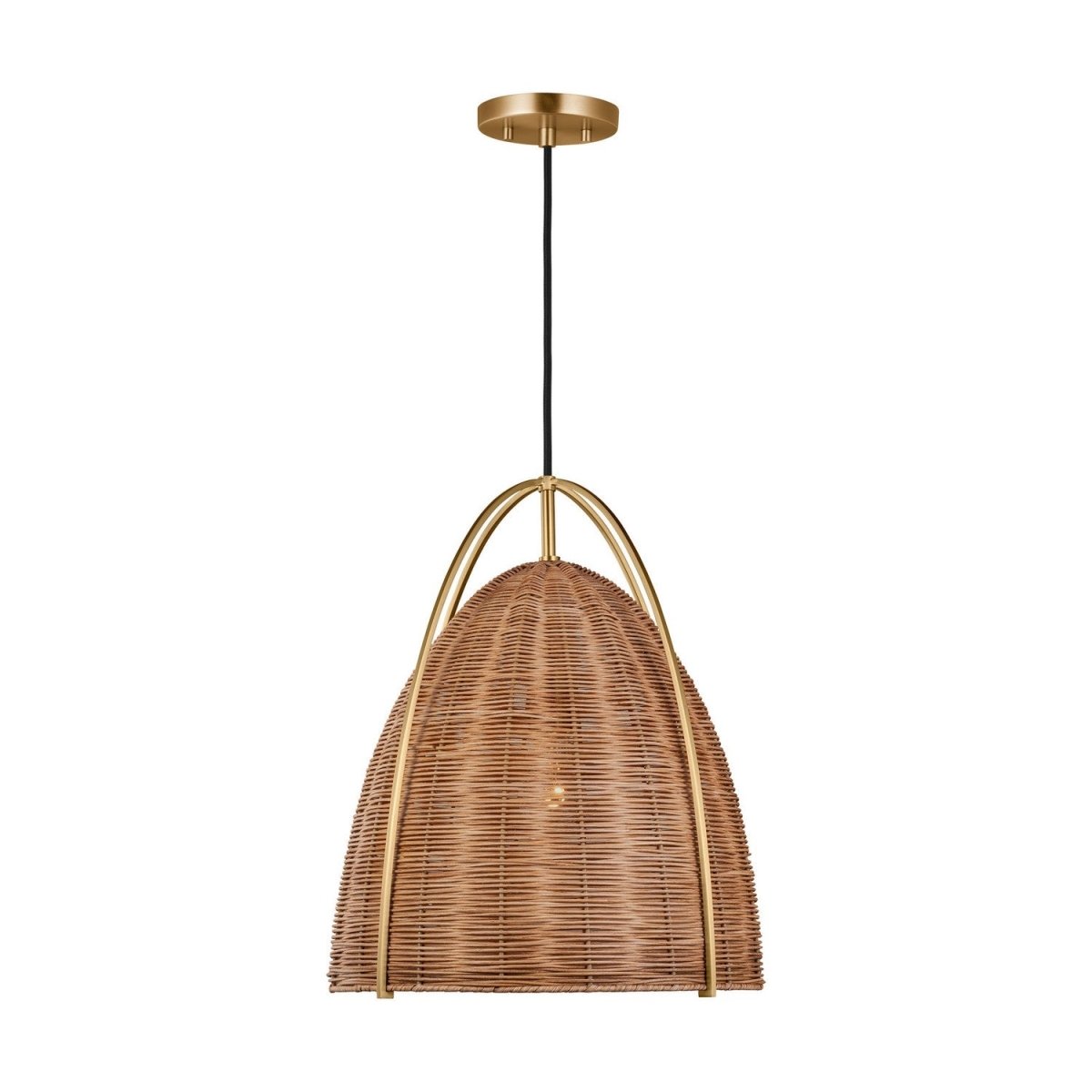 Suspension Norman - Satin Brass Blonde Rattan 15.5 by Visual Comfort Studio | Luminaires & cie