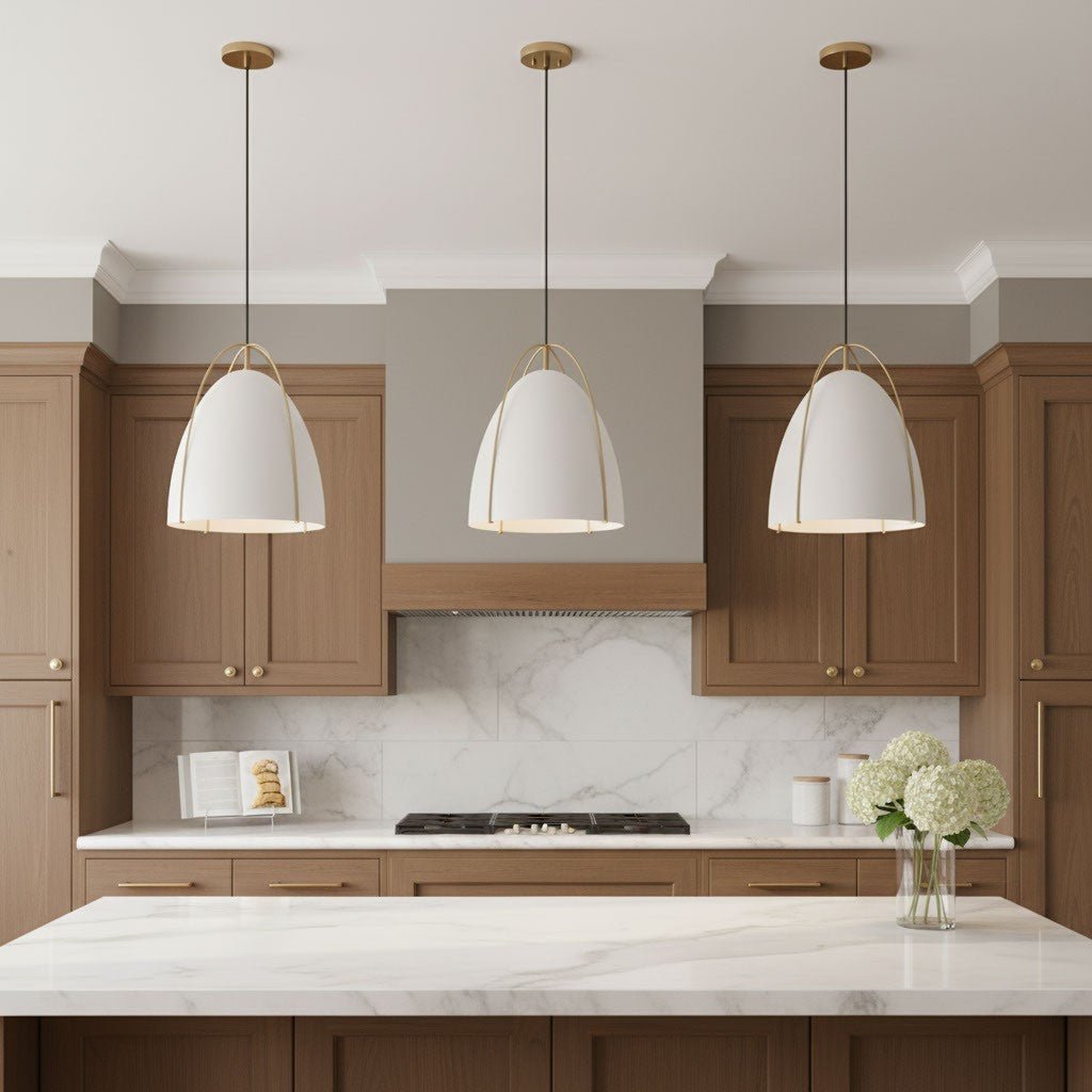Suspension Norman - Satin Brass Chalk Wicker 13.375 by Visual Comfort Studio | Luminaires & cie