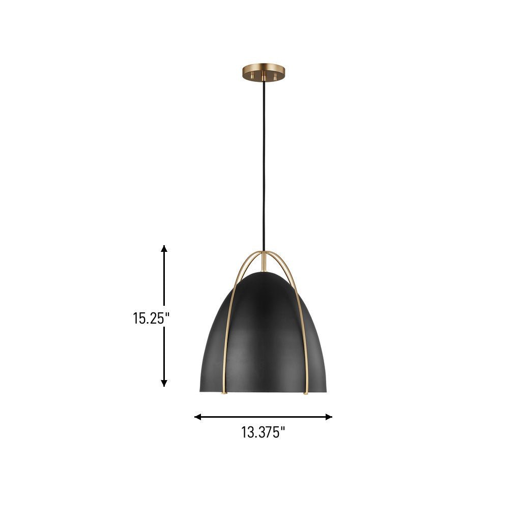 Suspension Norman - Satin Brass Chalk Wicker 13.375 by Visual Comfort Studio | Luminaires & cie