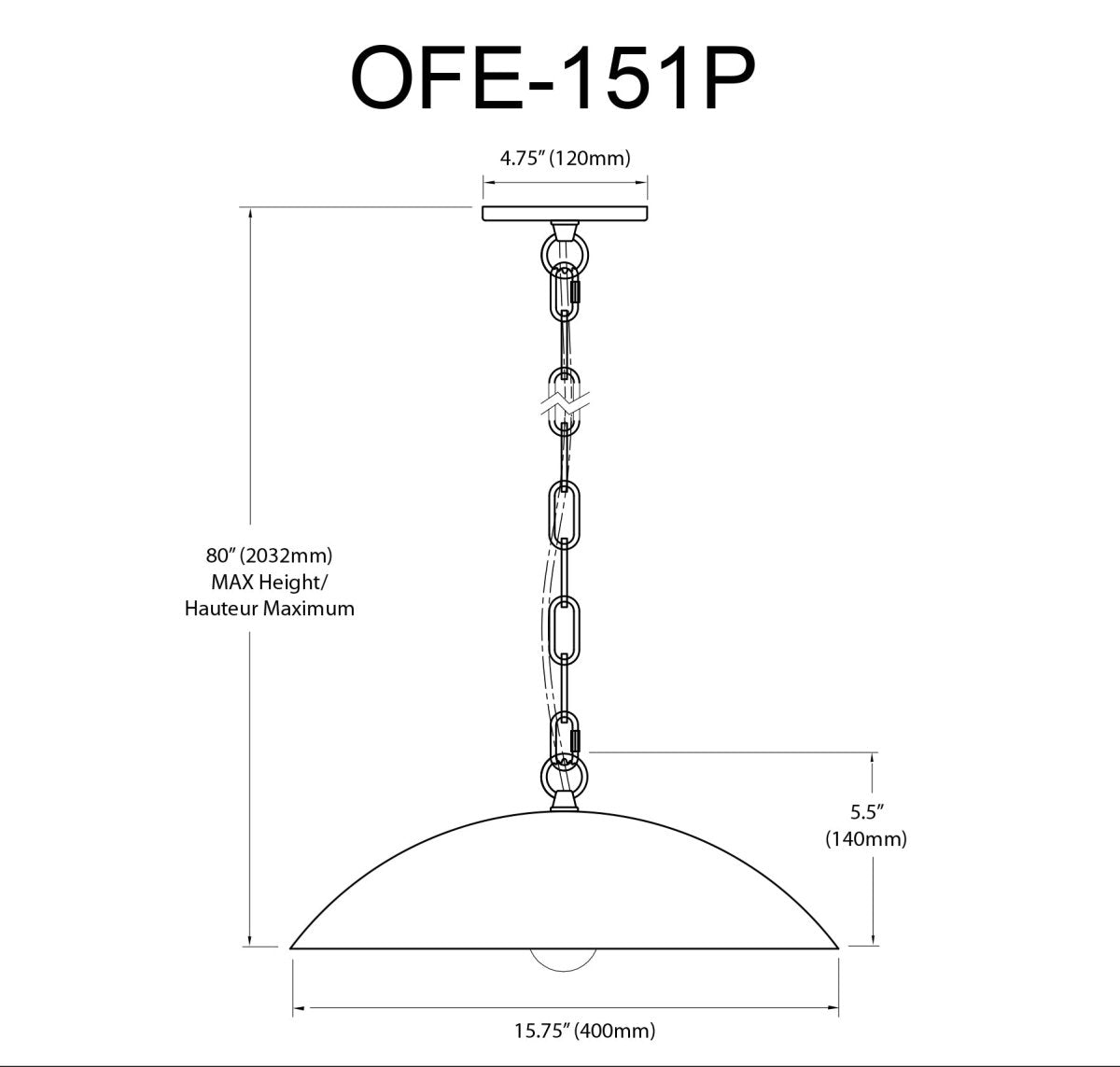 Suspension Ofelia C - Blanc mat 15 3/4" by Dainolite | Luminaires & cie