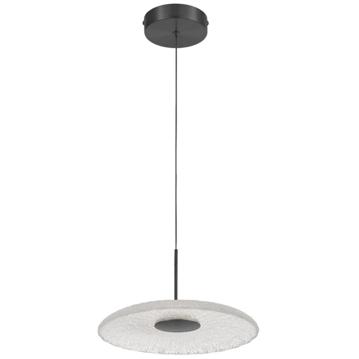 Suspension Oriana Verre transparent texturé / Noir mat – Dainolite