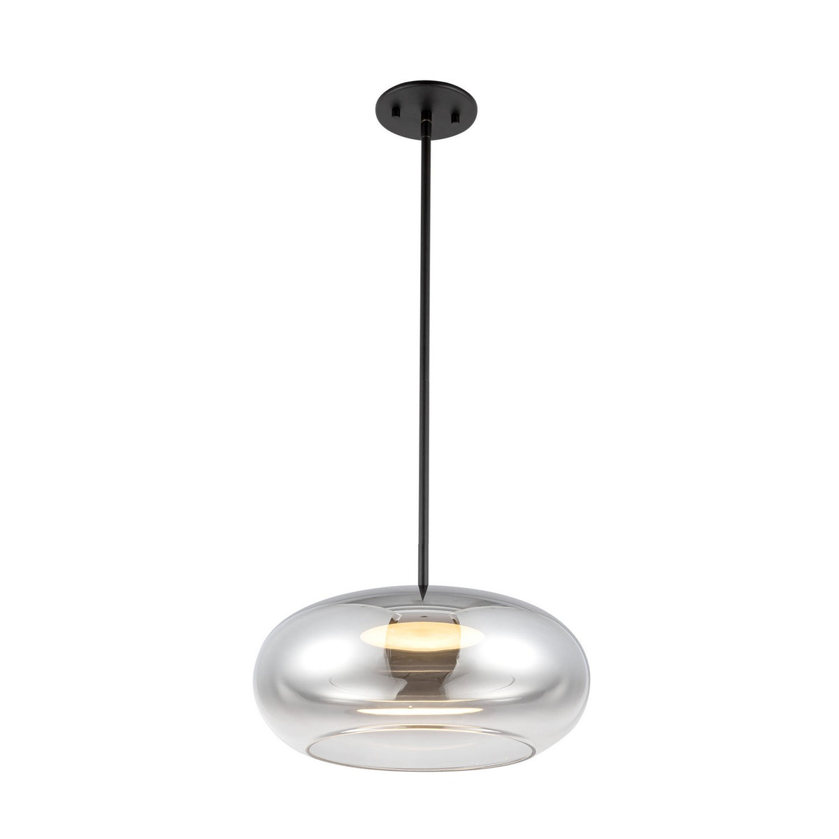 Suspension ovale Trinity Noir / Chrome – vue 3
