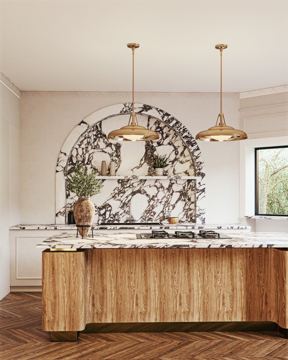 Suspension Palmetto - Opale en laiton poli / brillant 20" by Alora Lighting | Luminaires & cie