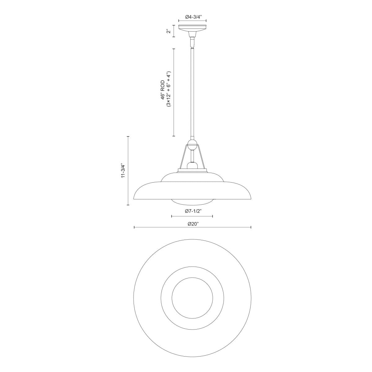 Suspension Palmetto - Opale en laiton poli / brillant 20" by Alora Lighting | Luminaires & cie