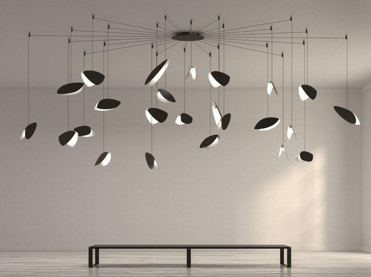 Suspension Papillons Multiple - 4 - lumières Standard Noir satiné by Sonneman | Luminaires & cie