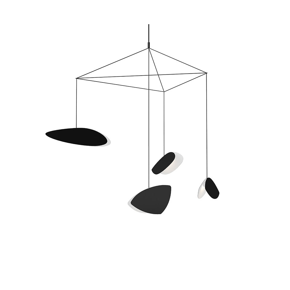 Suspension Papillons Multiple - 4 - lumières Standard Noir satiné by Sonneman | Luminaires & cie