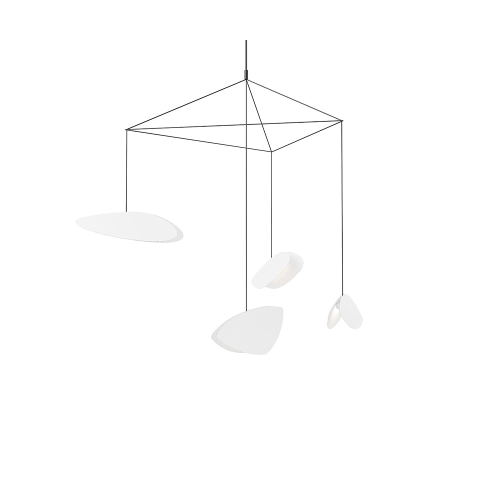 Suspension Papillons Multiple - 4 - lumières Standard Blanc satiné by Sonneman | Luminaires & cie