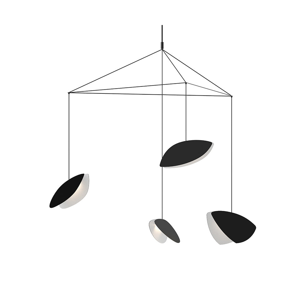Suspension Papillons Multiple - 4 - lumières Large Noir satiné by Sonneman | Luminaires & cie