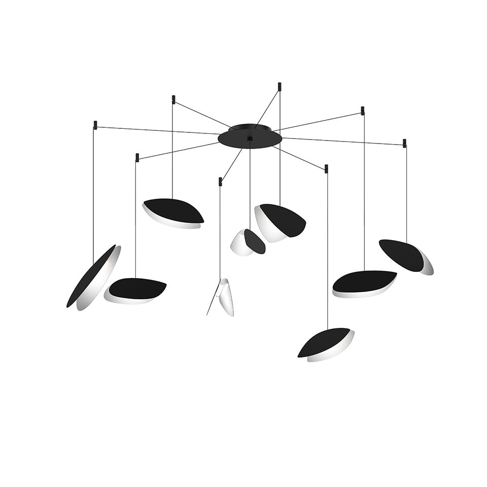 Suspension Papillons Multiple - 9 - lumières Swag Noir satiné by Sonneman | Luminaires & cie