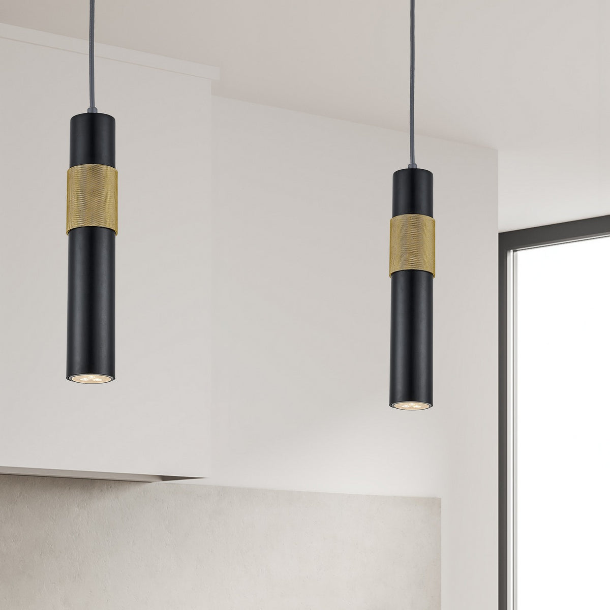 Mini-suspension Passwell Noir mat et Laiton vieilli – vue 3
