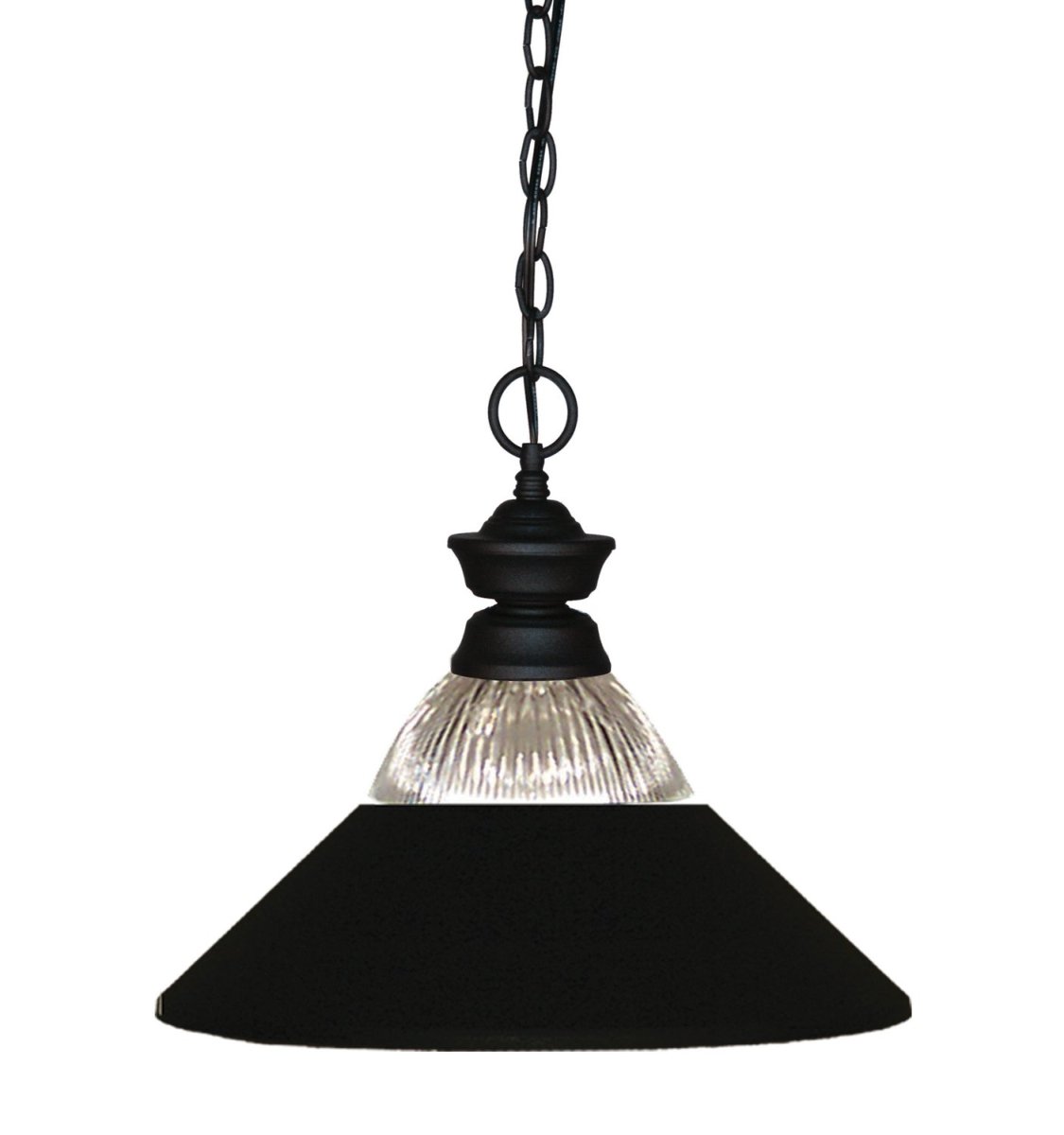 Suspension Pendant Lights - Noir mat Strié transparent + Noir mat 14" by Z-Lite | Luminaires & cie
