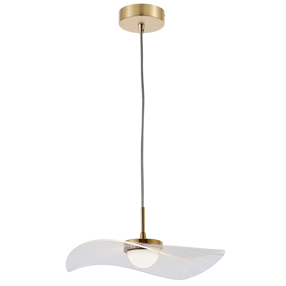 Suspension Percival Transparent & Blanc / Laiton vieilli – Dainolite