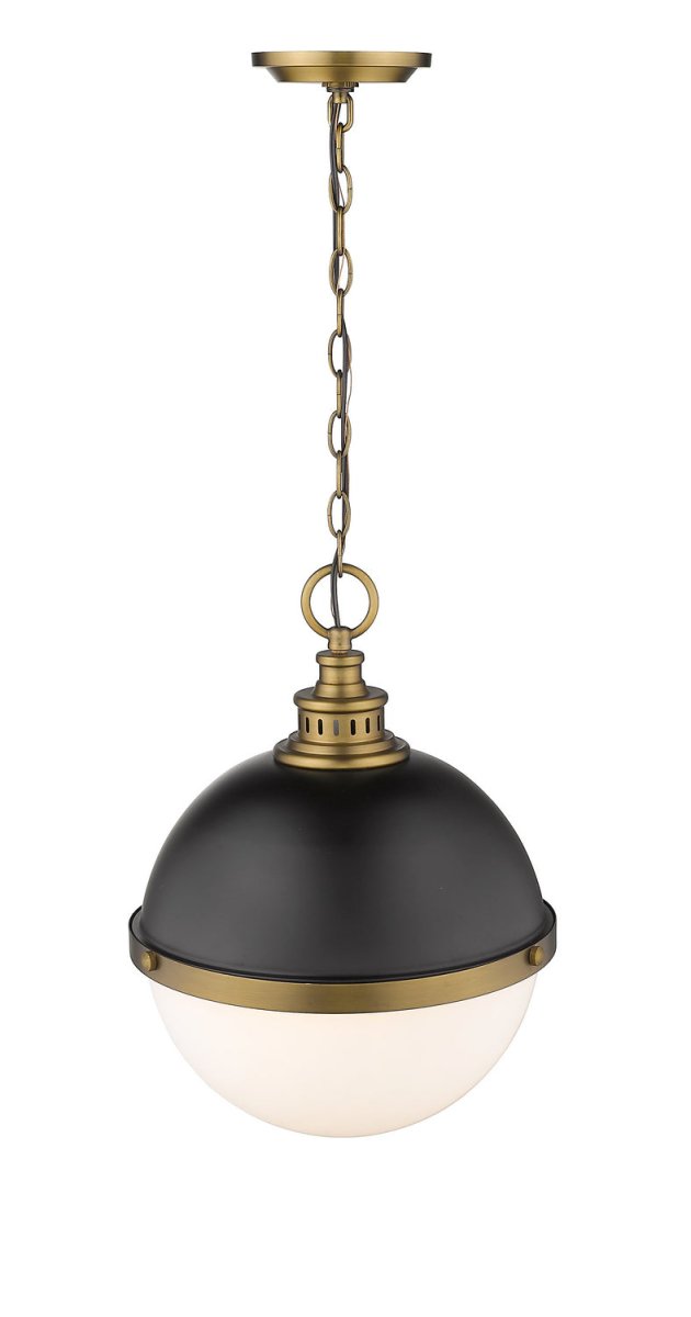 Suspension Peyton - Noir mat + Bronze d'usine 14 3/4" by Z-Lite | Luminaires & cie