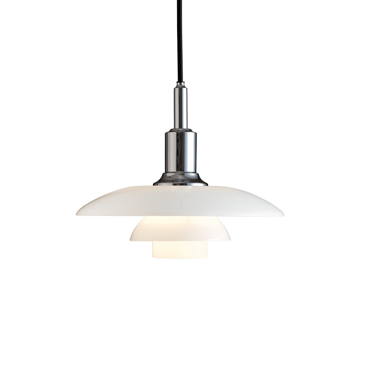 Suspension PH 3½ - 3 Glass - Plaqué chrome haute brillance by Louis Poulsen | Luminaires & cie